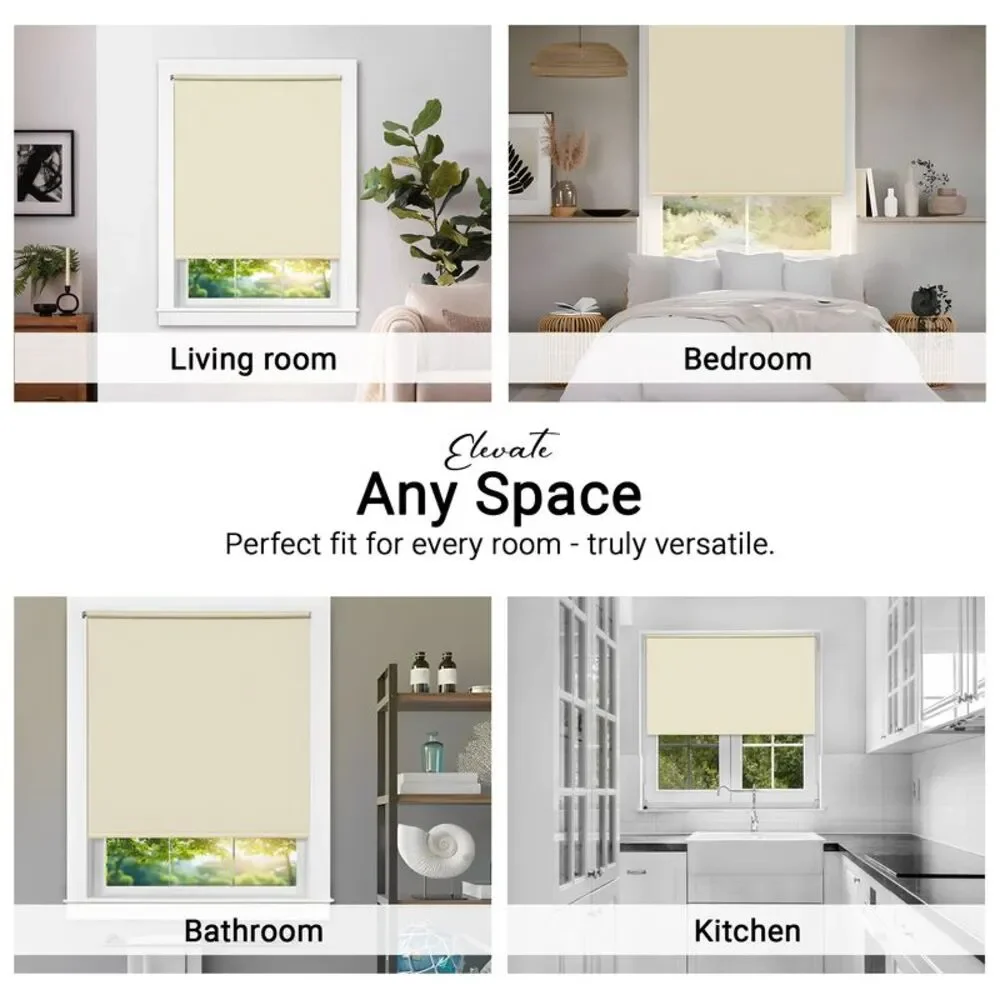 PowerSellerUSA Vinyl Roller Shades, Light Filtering 4-Gauge Thick, Cordless